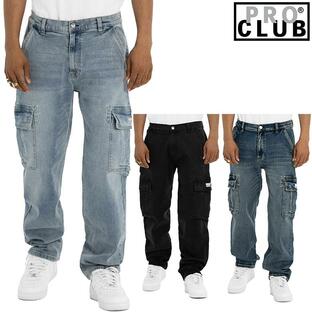 プロクラブ カーゴパンツ PRO CLUB RELAXED FIT DENIM CARGO PANT カーゴ パンツ PROCLUB デニムカーゴパンツ ストリート ミリタリー ジーンズ メンズ 32PC0605の画像