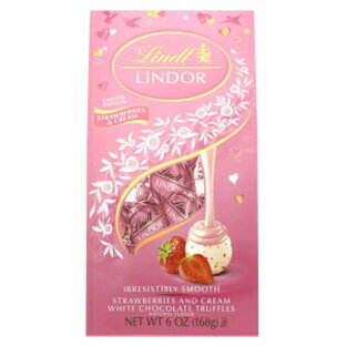 Lindt Lindor Valentine's Day Strawberries and Cream White Chocolate Truffles Limited Edition 6oz Bagの画像