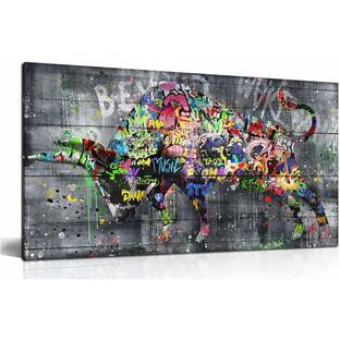 大きいサイズ 100x50cm 豪華 現代アート 牛 闘牛 牛の絵 絵画 絵 アートパネル インテリア キャンバス キャンバス画 壁掛けの画像
