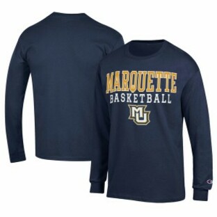チャンピオン メンズ Tシャツ トップス Marquette Golden Eagles Champion Icon Logo Basketball Jersey Long Sleeve TShirt Navyの画像