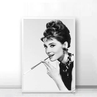オードリーヘップバーン キャンバスポスター アートインテリア 50×70cm 枠なし オシャレ雑貨 fの画像