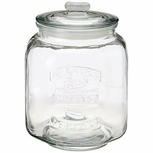 リビング ガラス瓶 キャニスター ガラス クッキージャー Lサイズ 目安容量約 7.0L 径21x高さ30cm クリア アーモンドの画像