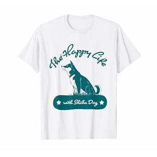 The Happy Life with Shiba Dog. かわいい柴犬 黒柴 赤柴 Tシャツの画像
