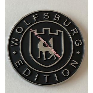 VW ウォルフスバーグエディション 3Dメタルステッカー エンブレム フォルクスワーゲン Wolfsburg Edition ザビートル ブラックシルバー 1枚の画像