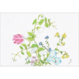 布だより 春の庭／野の花 絵葉書 布のはがき／阿見みどり／63円切手で送れます <レターパックライト対応>の画像