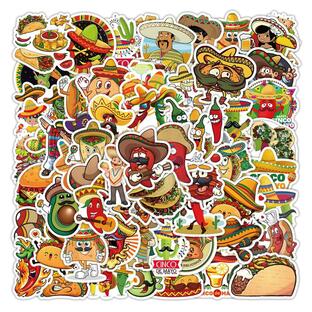 メキシコ マヤ文明 ソンブレロ メキシコ料理 グルメ トウモロコシ サボテン シール ステッカー60枚JAの画像