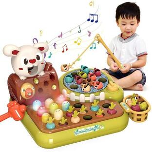 KaeKid 多機能 モンテッソーリ 玩具 赤ちゃん おもちゃ 音と光 魚釣りゲーム・もぐらたたきゲームの画像