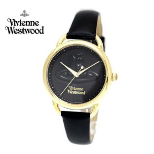 VivieneWestwood ヴィヴィアンウエストウッド VV163GDBLK レディース 女性用 腕時計 オーブ 革バンド アナログ ブラック×ゴールド 在庫処分 訳ありの画像