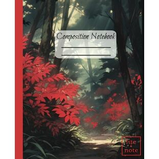 Composition Notebook: Painting-Style Illustrations of Deep Crimson Forests 7.5" x 9.25", 110 pages, perfect gift idea for students, office workers, art and lovers of Sacred Woods: lite•note Nature Setの画像