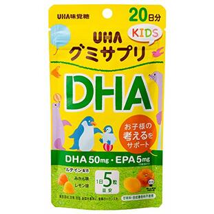 UHA味覚糖 グミサプリキッズ(KIDS) DHA みかん・レモン味アソート スタンドパウチ 20日分100粒の画像