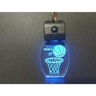 部活引退 記念品 プレゼント 名入れ 名前入り 名札 キーホルダー 部活 バスケ バスケットボール 光る キーホルダー ストラップ LED の画像