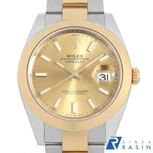 ロレックス デイトジャスト41 126303 シャンパン バー 3列 オイスターブレス ランダム番 新品 メンズ 腕時計の画像