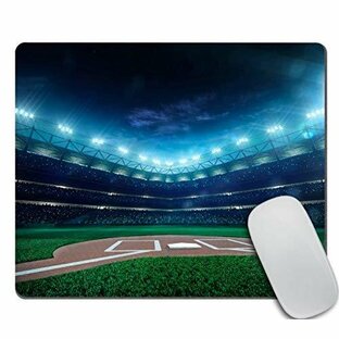 Amcove プロフェッショナル 野球 グランドアリーナ 夜間のマウスパッド ゴムゲームマット 9.5 X 7.9インチ (240 mm X 200の画像