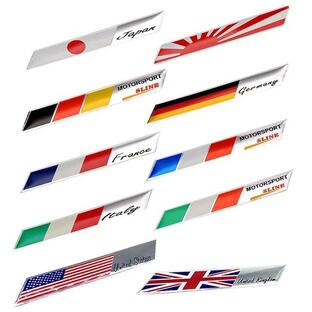 3dアルミステッカー,車の旗,英国,米国,イタリア,フランス,ドイツのバッジ,ベンツ,vw,アウディのバンパー装飾,オートバイのエンブレムの画像