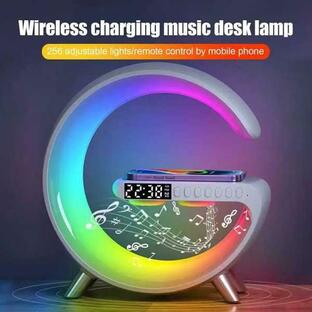寝室用充電式LEDテーブルランプ ワイヤレススピーカー 6色変更モードの画像