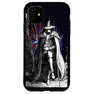 iPhone 11 Guy Fawkes ヴィンテージイラスト 色付き花火 スマホケースの画像