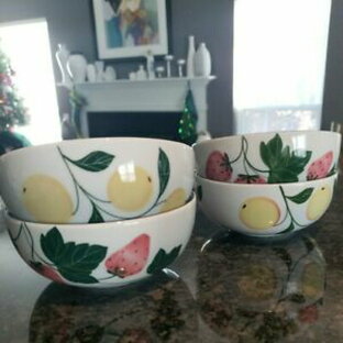 【送料無料】キッチン用品・食器・調理器具・陶器 ダンスクストロベリーとピーチスープシリアルボウルセットDansk Strawberry and Peach Soup Cereal 5.25 Bowl (s) Set of 4の画像