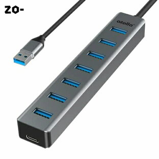 atolla USBハブ USB3.0 HUB 7ポート 100cmケーブル USB3.0ハブ USB 拡張 ウルトラスリム 5Gbps超高速転送 アルミニウム合金 軽量 追加5V/3A電源供給ポートWindows/Linux/Mac OSの画像