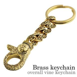 キーホルダー キーリング キーチェーン 真鍮 ゴールド 鍵 車 スマートキー 彫刻 百合の紋章 個性的 おしゃれ プレゼント ギフト 贈り物 男性の画像