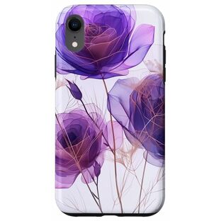 iPhone XR アルコール インクのバラ、きれいな紫色の花 スマホケースの画像