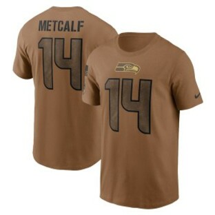 ナイキ メンズ Tシャツ トップス DK Metcalf Seattle Seahawks Nike 2023 Salute To Service Name & Number TShirt Brownの画像