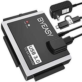 BYEASY SATA/IDEからUSB 3.0アダプター USB-AとUSB-Cプラグ HDDアダプター ユニバーサル2.5インチ/3.5インチIDの画像