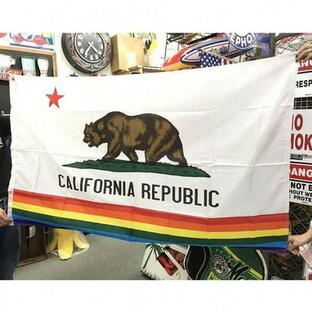カリフォルニアベア フラッグCALIFORNIA REPUBLIC Flag Rainbow カリフォルニア フラッグ タペストリーの画像