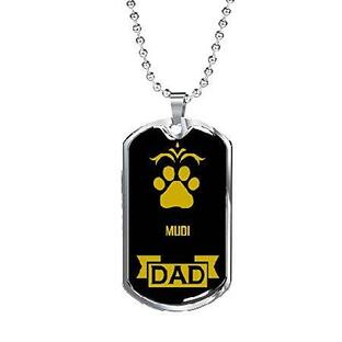 Express Your Love Gifts Mudi Dad Dog Necklace Engravable Stainless Steel Dog Tag W 24" Dog Owner Lover 並行輸入の画像