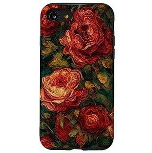 iPhone SE (2020) / 7 / 8 ゴッホアート 赤い花 赤いバラの花 スマホケースの画像