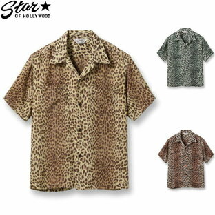 楽天スーパーセール特別価格!!SALE!! STAR OF HOLLYWOOD [スター オブ ハリウッド] HIGH DENSITY RAYON OPEN SHIRT “LEOPARD” [GOLD,MINT GREEN,PINK] ハイデンシティレーヨンオープンシャツ”レオパード”（ゴールド、ミントグリーン、ピンク） BCS M,L,XLの画像