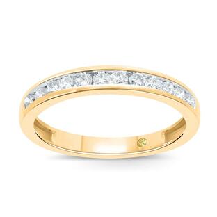 La Joya 1/6 1/2 CT TW認定 人工ダイヤモンドチャネルリング 輝く10Kソリッドゴールド結婚指輪 重ね付 並行輸入品の画像