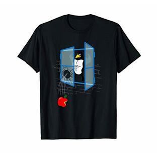 Linuxペンギンは窓からリンゴを投げつける Tシャツの画像
