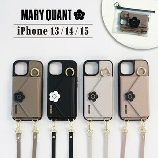 MARY QUANT マリークヮント iPhone15 iPhone14 iPhone13 スマホケース スマホショルダー 携帯 アイフォン レディース ブラック ブラウン 予約 8月下旬 入荷予定の画像