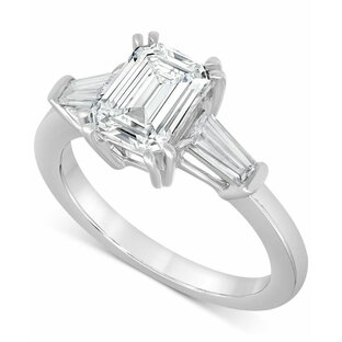 バッジェリーミシュカ レディース リング アクセサリー Lab Grown Diamond Emerald-Cut & Baguette Engagement Ring (2-1/2 ct. t.w.) in 14k White Gold White Goldの画像