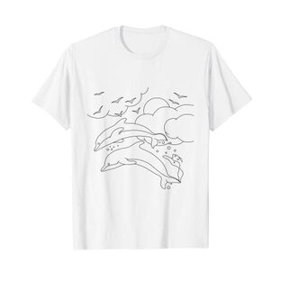 自分で色付けして絵を描くクリエイティブなイルカ。 Tシャツの画像