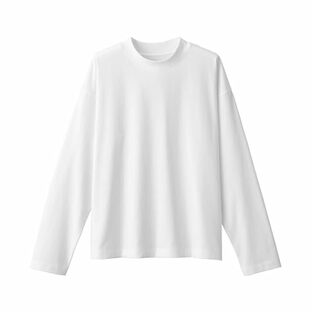 無印良品 婦人 天竺編みクルーネック長袖Tシャツ レディース BB2ODA4S 白 婦人XXLの画像