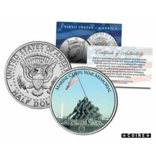 【極美品/品質保証書付】 アンティークコイン コイン 金貨 銀貨 [送料無料] MARINE CORPS WAR MEMORIAL * Washington D.C. * JFK Half Dollar U.S. Coin Iwo Jimaの画像