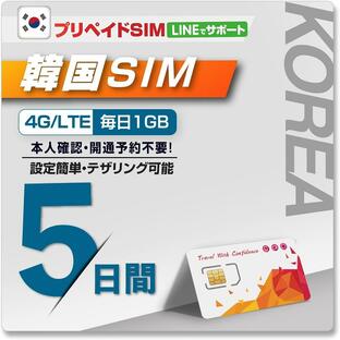 韓国プリペイドSIM 利用日数 5日 データ容量毎日1GB データ通信専用SIM 4G・3G ローミングSIM SIMピン付き※galaxy端末では利用不可の画像