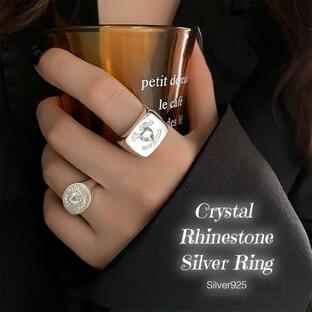 クリスタル ラインストーン シルバー リング 指輪 Silver925 純銀 シルバー アクセサリー ジュエリー 銀の画像