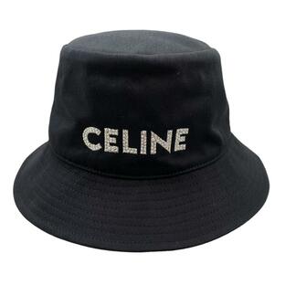 CELINE セリーヌ スタッズバケットハット コットンギャバジン ブラック シルバー サイズM 未使用の画像