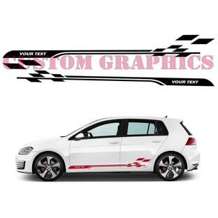 グラフィック デカール ステッカー 車体用 / フォルクスワーゲン VW ゴルフ 5 6 7 / 2Xドアサイドバイナル 文字入れ可能レーシング4の画像