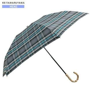 SALE54%OFF KEITA MARUYAMA ケイタマルヤマ 日本製 バンブーハンドル チェック 紳士 折りたたみ傘 雨傘 グレー 21/7/4 210721 送料無料の画像